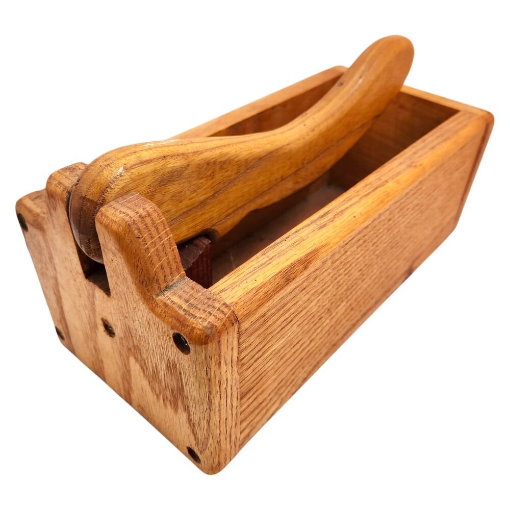 Vintage Handmade Oak Wooden Nutcracker Bowl/Box